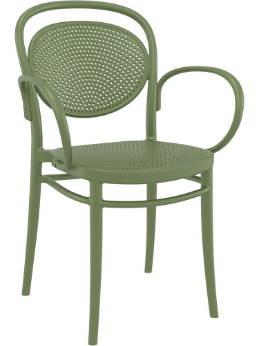 Пластмасов градински стол - олипропилен с фибро стъкло, маслено зелен