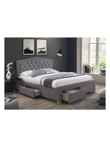 Двойно легло с чекмеджета 160x200см- сив/дъб