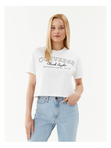 Converse Тишърт Retro Chuck Cropped Tee 10025897-A01 Бял Regular Fit