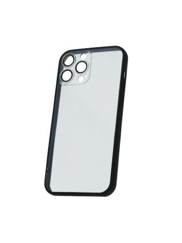 Силиконов прозрачен кейс MBX с кант и протектори на камерата, За iPhone 12 (6.1), Черен