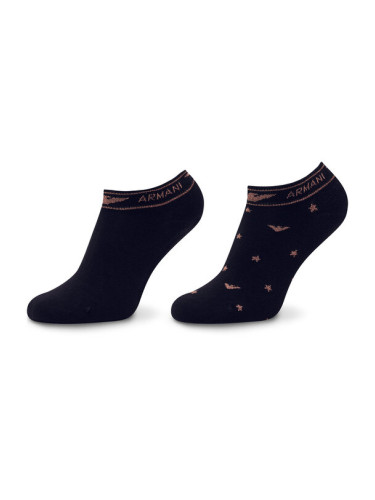 Emporio Armani Комплект 2 чифта къси чорапи дамски 92307 2F225 00135 Тъмносин