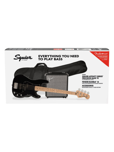 Fender Squier Affinity Series Precision Bass PJ Pack MN Black Електрическа бас китара