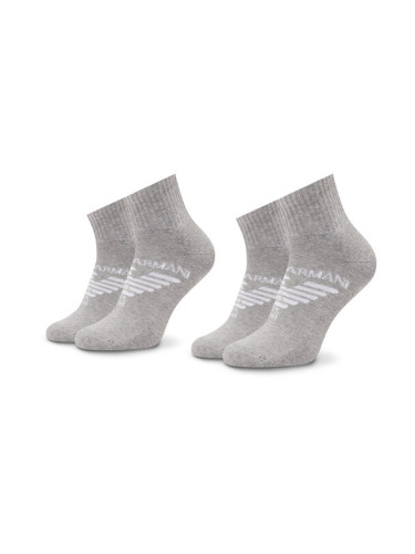Emporio Armani Комплект 2 чифта дълги чорапи дамски 292304 2F258 00047 Сив