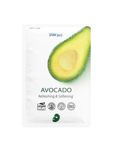 STAY Well Vegan sheet mask - AVOCADO Маска за лице дамски 23gr