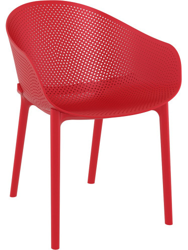 Пластмасов градински стол 54/60/81см - полипропилен подсилен с фибро стъкло, червен