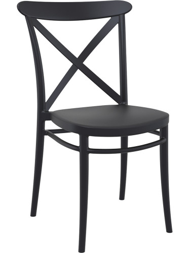 Пластмасов градински стол 51/51/87см- полипропилен с фибро стъкло, черен