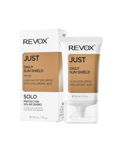 REVOX 77 Just Daily Sun Shield Uva+Uvb Filters Spf 50+Hyaluronic Acid  Слънцезащитен продукт дамски 30ml