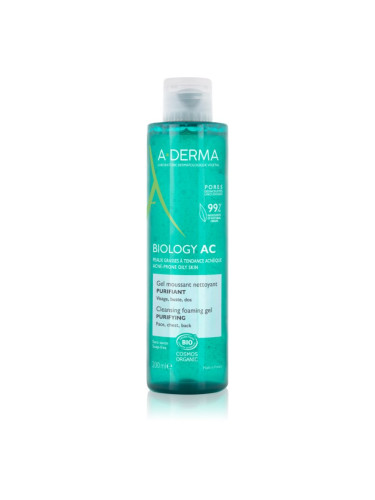A-Derma Biology AC пенлив почистващ гел за смесена и мазна кожа 200 мл.