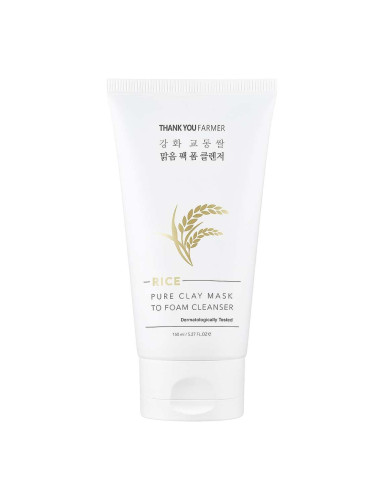 THANK YOU FARMER Rice Pure Clay Mask to Foam Cleanser Почистваща пяна унисекс 150ml