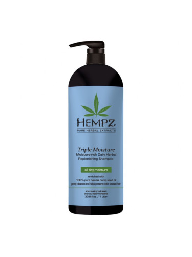 HEMPZ Triple Moisture Replenishing Shampoo  Шампоан за коса унисекс 1000ml