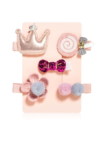BrushArt KIDS Little princess hair clip set фиби за коса Pink