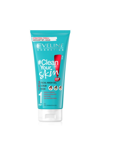 EVELINE Clean Your Skin 3in1 Гел + Пилинг + Маска Маска за лице унисекс 200ml