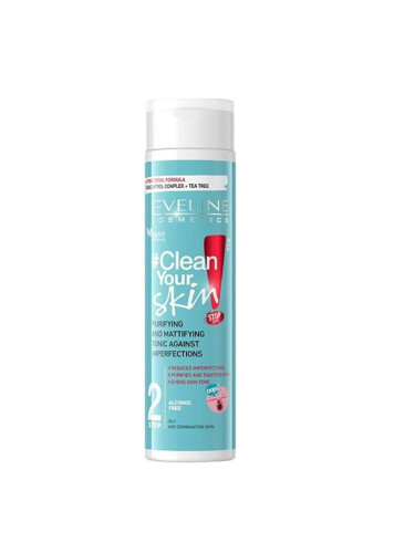 EVELINE Clean Your Skin Почистващ И Матиращ Тоник Почистващ тоник дамски 225ml