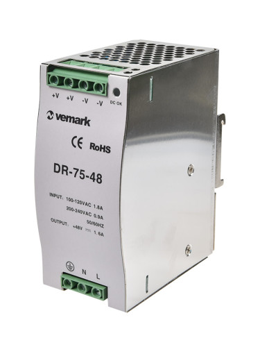 Захранващ блок за DIN шина DR-75-48, 48VDC, 75W, 1.6A