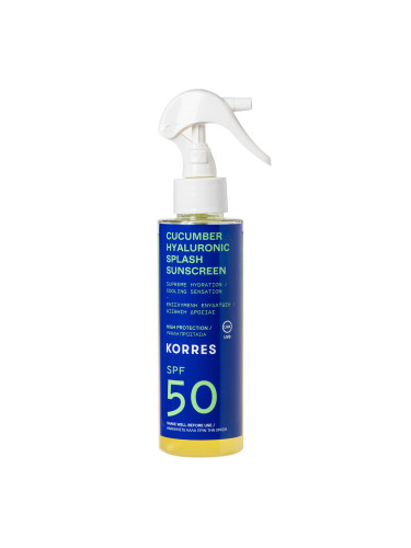 KORRES Cucumber Hyaluronic Splash Sunscreen Face & Body  SPF50 Слънцезащитен продукт дамски 150ml