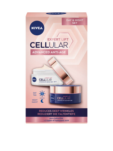 КОМПЛЕКТ Nivea Cellular Expert Lift Дневен крем + нощен крем Комплект дамски 100ml