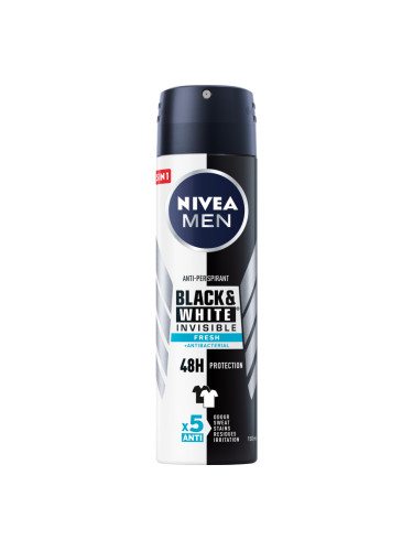 NIVEA MEN Deo Спрей мъжки Invisible on Black & White Fresh Део спрей мъжки 150ml