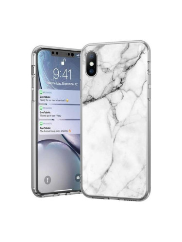 Силиконов гръб WOZINSKY Marble - Samsung Galaxy S21+ 5G бял