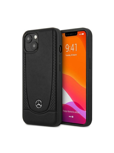 Оригинален твърд гръб от естествена кожа MERCEDES Urban MEHCP13SARMBK - iPhone 13 mini черен