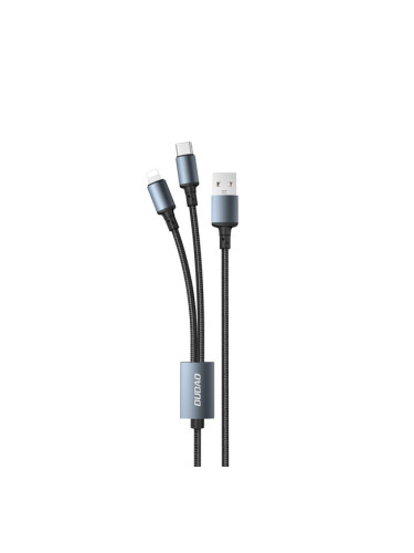 Кабел за зареждане и данни DUDAO 2в1 USB Type A към USB Type C / Lightning 6A (TGL2) черен