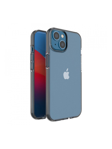 Прозрачен силиконов гръб с цветен кант Spring - iPhone 14 черен