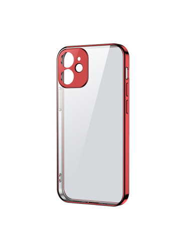 Прозрачен ултратънък гръб JOYROOM New Beauty с цветна рамка - iPhone 12 mini червен