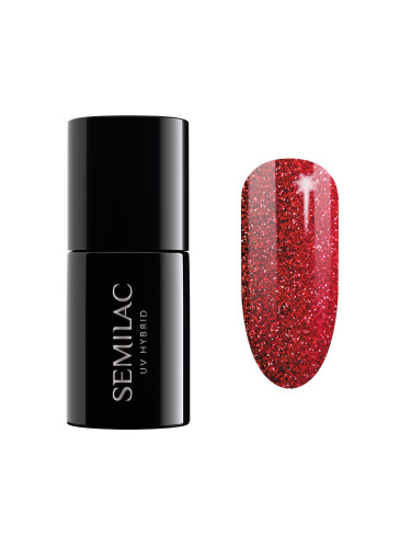 SEMILAC 318  Uv Gel Polish  Burgundy Red Glitter Гел лак  7ml