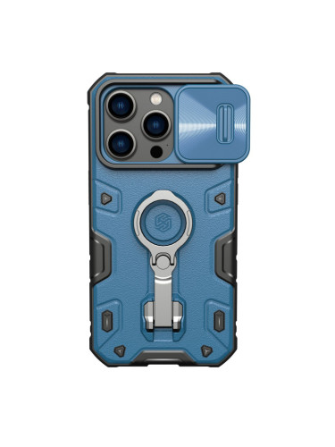Гръб с подвижно покритие за камерата и ринг държач NILLKIN CamShield Armor Pro - iPhone 14 Pro син