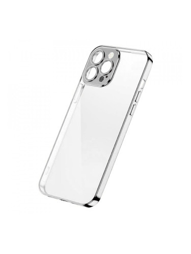 Прозрачен силиконов гръб JOYROOM Chery Mirror с цветна рамка - iPhone 13 Pro (JR-BP908) сребрист