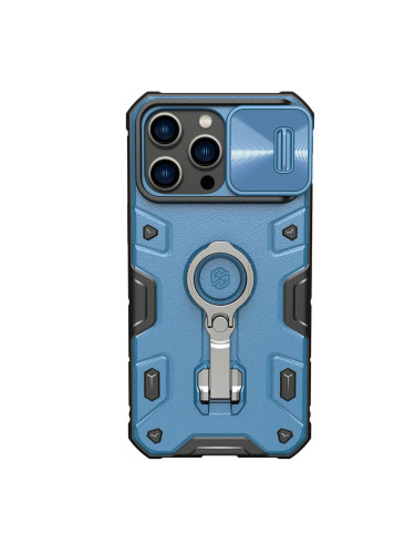 Гръб с подвижно покритие за камерата и ринг държач NILLKIN CamShield Armor Pro MagSafe - iPhone 14 Pro Max син