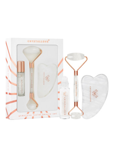 КОМПЛЕКТ CRYSTALLOVE Clear Quartz Roller And Gua Sha Set Комплект дамски  