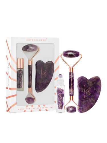 КОМПЛЕКТ CRYSTALLOVE Amethyst Roller And Gua Sha Set Комплект дамски  