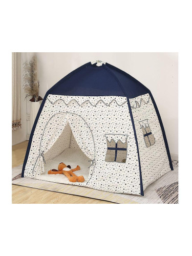 Детска палатка - къщичка за игри Звездички, синя