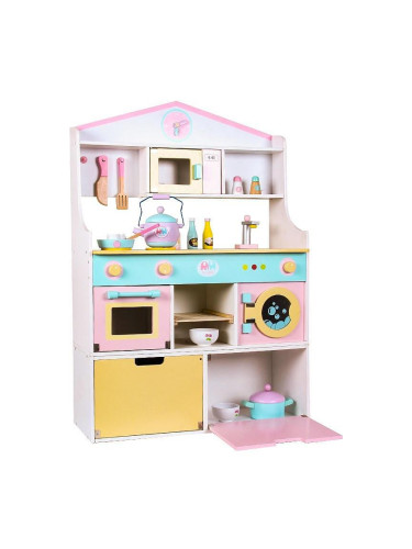 Детска дървена кухня с пералня и хладилник
