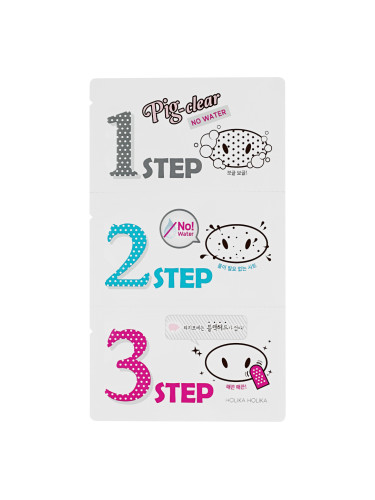 HOLIKA HOLIKA Pig Clear Blackhead 3-Step Kit (No Water) Почистващи лепенки дамски  