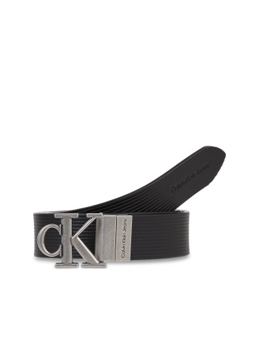 Дамски колан Calvin Klein Jeans Round Mn/Rev Lthr Text Belt K60K611248 Черен