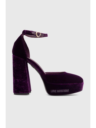 Обувки с дебел ток Love Moschino в лилаво с висок ток JA1028CG1HJP0650