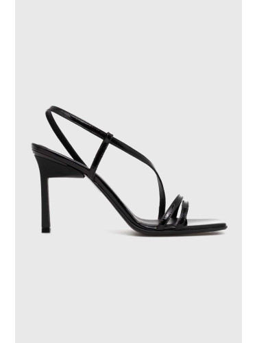 Кожени сандали Calvin Klein GEO STILETTO ASY SAN в черно HW0HW01609