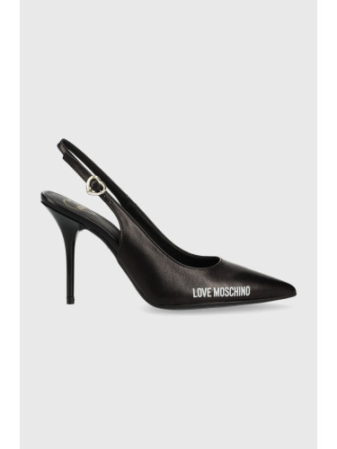 Кожени обувки с висок ток Love Moschino в черно JA10149G1HIE0000