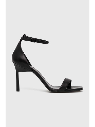 Кожени сандали Calvin Klein GEO STILETTO SANDAL в черно HW0HW01610