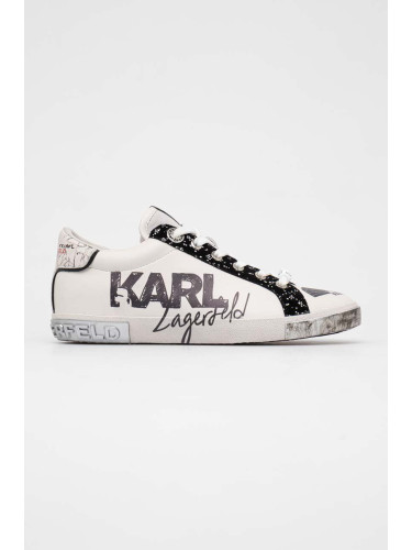 Кожени маратонки Karl Lagerfeld SKOOL в бяло KL60111
