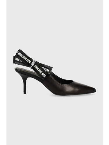 Кожени обувки с висок ток Love Moschino в черно JA10247G1HIE0000