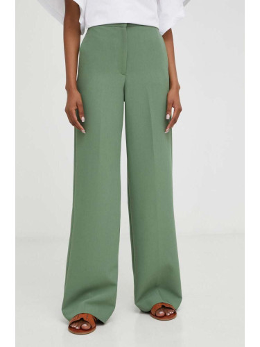 Панталон Answear Lab в зелено със стандартна кройка, с висока талия