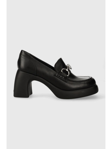 Кожени обувки с дебел ток Karl Lagerfeld ASTRAGON в черно с висок ток KL33830