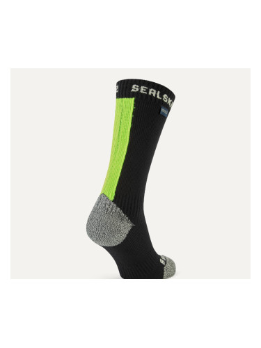 Sealskinz Waterproof All Weather Mid Length Sock With Hydrostop Black/Neon Yellow M Чорапи за колоездене