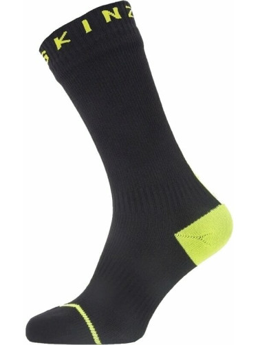 Sealskinz Waterproof All Weather Mid Length Sock With Hydrostop Black/Neon Yellow M Чорапи за колоездене