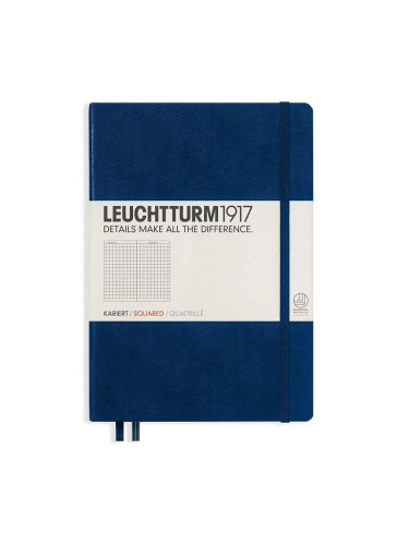 Тефтер А5 Leuchtturm1917 Notebook Medium Navy Squared, твърди корици