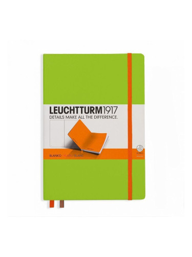 Тефтер А5 Leuchtturm1917 BiColore Edition Lime-Orange, твърди корици, Чисто бяла