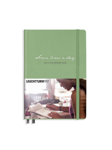 Тефтер А5 Leuchtturm1917 Some Lines a day - 5 години, Sage, твърди корици