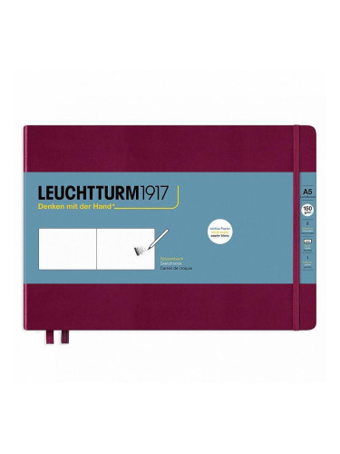 Тефтер Leuchtturm1917 Sketchbook Landscape A5 Port Red, твърди корици